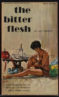 4j1257 BITTER FLESH paperback book 1966 great Paul Rader cover art of a sadistic nympho!