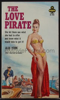 4j1269 LOVE PIRATE paperback book 1965 great art of woman letting men see what she had to offer!