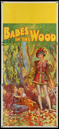 4j0283 BABES IN THE WOOD stage play English 3sh 1930s stone litho of female hero finding lost kids!