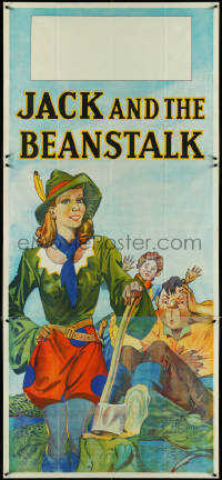 4j0313 JACK & THE BEANSTALK stage play English 3sh 1930s stone litho art of female Jack & axe!