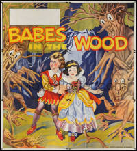 4j0262 BABES IN THE WOOD stage play English 6sh 1930s Tenggren-like art of kids & menacing trees!