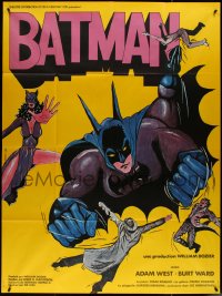 4j0154 BATMAN French 1p R1980 DC Comics, different art of Adam West w/Penguin & Catwoman!