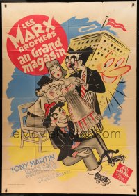 4j0160 BIG STORE French 1p 1949 great art of the three Marx Brothers, Groucho, Harpo & Chico!