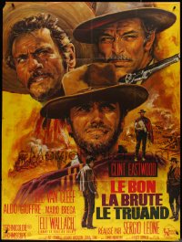 4j0184 GOOD, THE BAD & THE UGLY French 1p 1968 Mascii art of Eastwood, Van Cleef & Wallach!