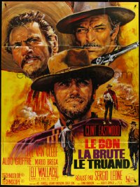 4j0183 GOOD, THE BAD & THE UGLY French 1p R1970s Clint Eastwood, Lee Van Cleef, Sergio Leone!