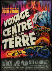 4j0191 JOURNEY TO THE CENTER OF THE EARTH French 1p R1960s Jules Verne, different Grinsson art!