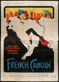 4j0141 FRENCH CANCAN French 4p 1955 Jean Renoir, best art of Moulin Rouge showgirls by Rene Gruau!