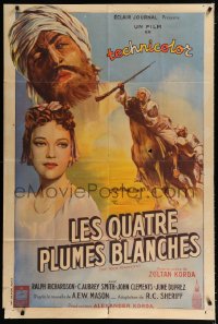 4j0146 FOUR FEATHERS French 31x47 1945 Zoltan Korda epic, art of Ralph Richardson & June Duprez!