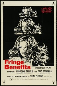 4j0944 FRINGE BENEFITS signed 1sh 1974 by Uschi Digard, directed by Roberta Findlay, a social satire!