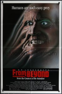 4j0945 FROM BEYOND 1sh 1986 H.P. Lovecraft, wild sci-fi horror image, humans are such easy prey!