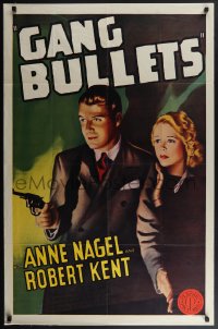 4j0947 GANG BULLETS 1sh R1947 great art pretty Anne Nagel and Robert Kent with gun, rare!