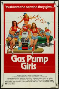 4j0948 GAS PUMP GIRLS 1sh 1978 you'll love the service these sexy barely dressed attendants give!