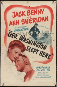 4j0950 GEORGE WASHINGTON SLEPT HERE 1sh 1942 Ann Sheridan & Jack Benny, Hart & George S. Kaufman!