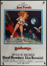 4j0448 BARBARELLA German 1968 sexiest sci-fi art of Jane Fonda by Robert McGinnis, Roger Vadim!