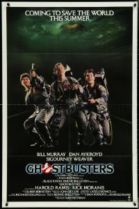 4j0957 GHOSTBUSTERS advance 1sh 1984 Bill Murray, Aykroyd & Ramis are here to save the world!