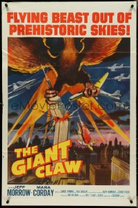 4j0958 GIANT CLAW 1sh 1957 great art of winged monster from 17,000,000 B.C. destroying city!