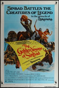 4j0963 GOLDEN VOYAGE OF SINBAD signed 1sh 1974 by Caroline Munro, art by Mort Kunstler, Harryhausen!