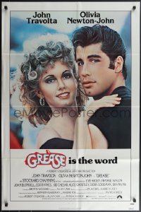 4j0970 GREASE 1sh 1978 c/u of John Travolta & Olivia Newton-John in a most classic musical!