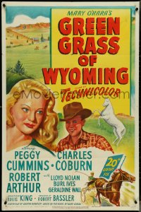 4j0973 GREEN GRASS OF WYOMING 1sh 1948 great art of pretty Peggy Cummins & Charles Coburn!