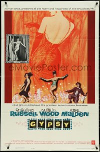 4j0974 GYPSY 1sh 1962 wonderful artwork of Rosalind Russell & sexiest Natalie Wood!