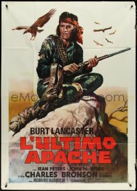 4j0112 APACHE Italian 1p R1973 Robert Aldrich, different Casaro art of Burt Lancaster with gun!