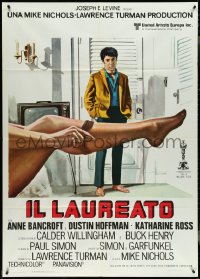 4j0122 GRADUATE Italian 1p R1970s different art of Dustin Hoffman staring at sexy stockinged leg!