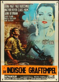 4j0237 INDIAN TOMB Italian 1p R1961 Fritz Lang, art of sexy Debra Paget by Luigi Martinati!