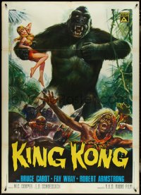 4j0139 KING KONG Italian 1p R1973 best Casaro art of the giant ape carrying sexy Fay Wray!