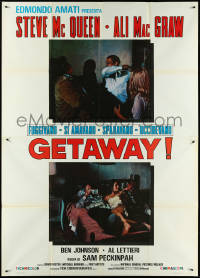 4j0098 GETAWAY Italian 2p 1972 Steve McQueen, Ali McGraw, Sam Peckinpah, cool different images!