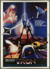 4j0105 TRON Italian 2p 1982 Walt Disney sci-fi, Jeff Bridges in a computer, ultra rare!