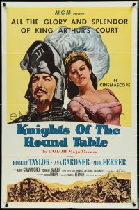 4j1023 KNIGHTS OF THE ROUND TABLE 1sh R1962 Robert Taylor as Lancelot, sexy Ava Gardner as Guinevere!