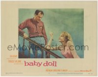 4j0751 BABY DOLL LC #3 1957 Elia Kazan classic, sexy Carroll Baker taunts Karl Malden on stairs!