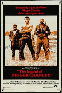 4j1027 LEGEND OF NIGGER CHARLEY 1sh 1972 slave to outlaw Fred Williamson ain't running no more!