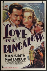 4j1035 LOVE IN A BUNGALOW 1sh 1938 artwork of Nan Grey, Kent Taylor, Jack Smart, Florence Lake!