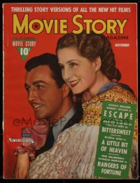 4j0467 MOVIE STORY magazine November 1940 Norma Shearer & Robert Taylor in Escape!