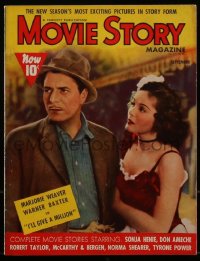 4j0466 MOVIE STORY magazine September 1938 Marjorie Weaver & Warner Baxter in I'll Give a Million!