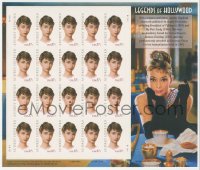 4j1301 AUDREY HEPBURN Legends of Hollywood stamp sheet 2002 contains twenty 37 cent postage stamps!