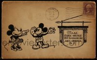 4j1290 MICKEY MOUSE 4x7 envelope 1933 great art of him & Minnie Mouse with pie-cut eyes, Disney!