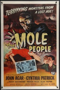 4j1055 MOLE PEOPLE 1sh 1956 Joseph Smith art of the horror crawling from depths of the Earth!