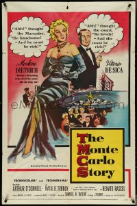 4j1058 MONTE CARLO STORY 1sh 1957 Dietrich, Vittorio De Sica, high stakes, low cut gowns!