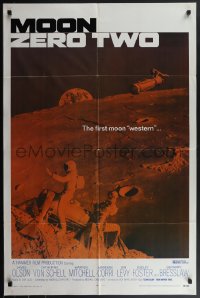 4j1059 MOON ZERO TWO 1sh 1969 wacky Hammer sci-fi, first moon western, astronauts on lunar surface!