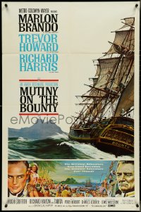 4j1062 MUTINY ON THE BOUNTY style B 1sh 1962 Marlon Brando, Howard, art by Smith & Henninger!