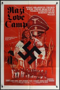 4j1067 NAZI LOVE CAMP 1sh 1977 classic bad taste artwork of tortured girls & swastika!