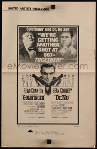 4j0386 GOLDFINGER/DR. NO pressbook 1966 Sean Connery is the extraordinary gentleman spy James Bond!