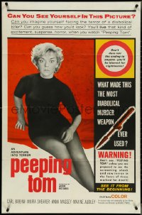 4j1089 PEEPING TOM 1sh 1962 Michael Powell's controversial English voyeur serial killer classic!