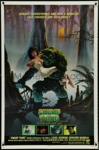 4j1169 SWAMP THING studio style 1sh 1982 Wes Craven, Richard Hescox art holding Adrienne Barbeau!