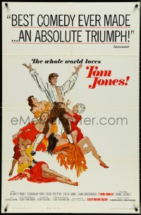 4j1197 TOM JONES 1sh 1963 Albert Finney, great different cartoon artwork!