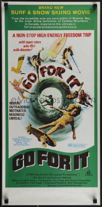 4k0179 GO FOR IT Aust daybill 1976 cool surfing, skateboarding & extreme sports art!