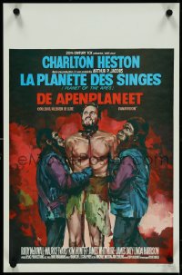 4k0215 PLANET OF THE APES Belgian R1970s Ray art of bound barechested Charlton Heston held prisoner!