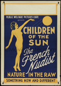 4k0740 CHILDREN OF THE SUN 1sh 1934 art of French Nudist, nature in the raw, new & different, rare!